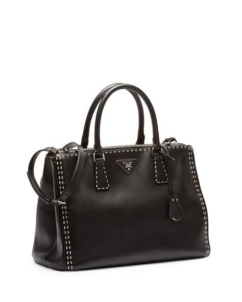 prada city calf double bag black|PRADA City Calf Medium Double Bag Nero Black .